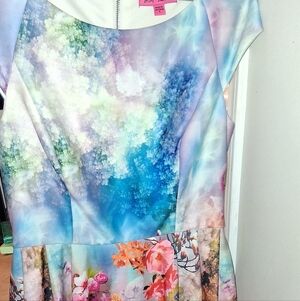 Betsey Johnson Pastel Blue and White Scuba Dress